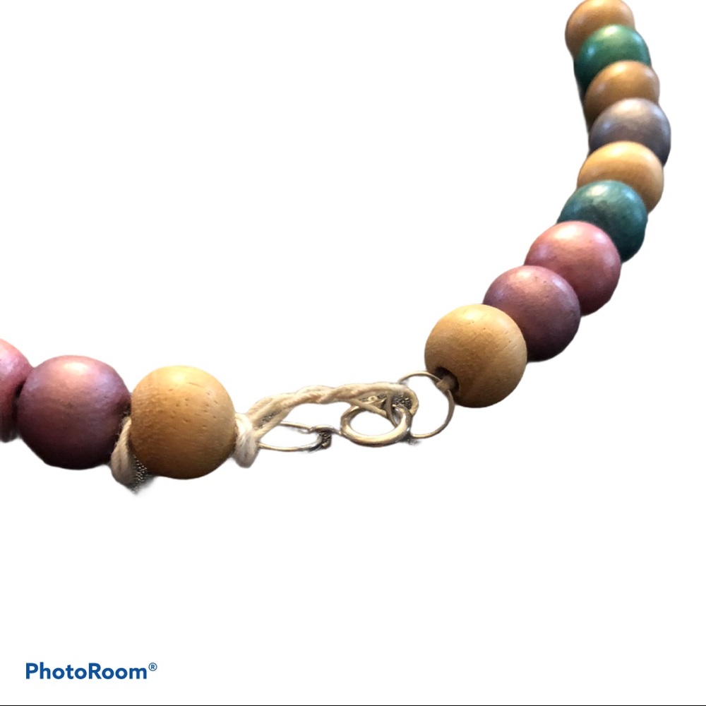 Vintage 80s Grandmacore Wood Shape Pastel Necklace‎ - Picture 5 of 5
